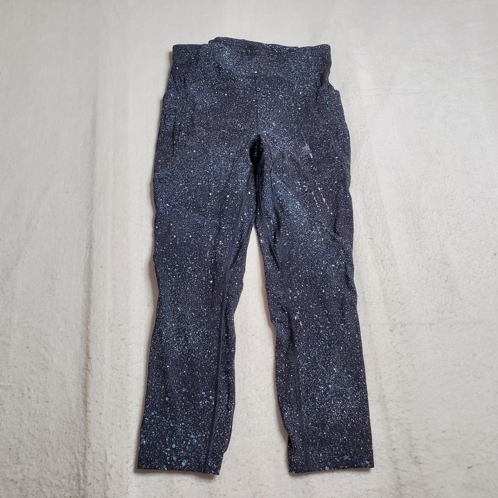 Lululemon Women Leggings Black Speckled High Rise Activewear Size 6 minor paint